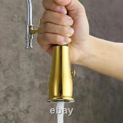 Gold Kitchen Faucet Sink Single Handle Pull Down Sprayer Swivel Mixer Tap Brass