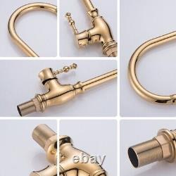 Gold Kitchen Faucets Sink Single Lever Rotation Basin Mixers Tap Hot Cold Water