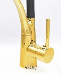 Gold Kitchen mixer tap faucet sink swivel flexible spout 360` brass