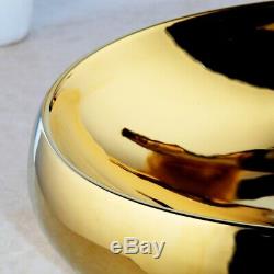 Gold Oval Bathroom Vessel Sink Ceramic Basin Bowl Mixer Faucet Tap Set+Pop Drain