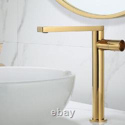 Gold Polished Basin Sink Tall 10.4Inch Swivel Spout Taps Mixer Deck Mount Faucet