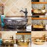 Gold/Silver Ceramic Bathroom Basin Vessel Sink Mixer Faucet Tap Pop-up Drain Set