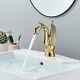 Gold Swan Bathroom Sink Faucet Single Hole Single Handle Vanity Basin Mixer Tap