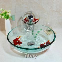 Goldfish Clear Round Tempered Glass Basin Bathroom Sink Mixer Water Faucet Drain