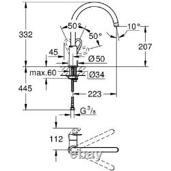 Grohe Bauloop Chrome High Spout Single-Lever Kitchen Sink Mixer Tap 31368000