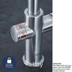 Grohe Chrome Red Duo Twin Lever Instant Boiling Water Tap with M Size Boiler