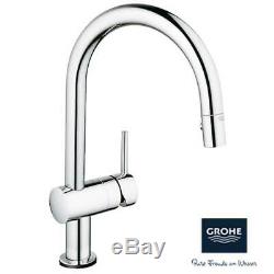 Grohe Minta Chrome C Spout Pullout Kitchen Sink Mixer Tap 31358000