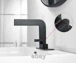 HOT Unique Bathroom Sink Waterfall Faucet Hot&Cold Mixer Tap 1handle Black Brass