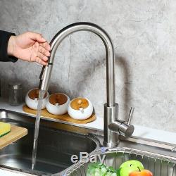 Hand Touch Sensor Kitchen Sink Faucet Pull Out Sprayer Swivel Mixer Taps Chrome