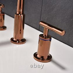 Hernest 3-Hole Mixer Faucet for Lavatory Deck Mount Sink Faucet in Rose Gold