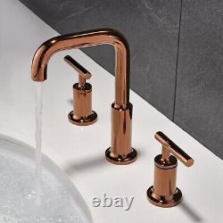 Hernest Mixer Faucet 3-Hole for Lavatory Deck Mount Sink Faucet in Rose Gold