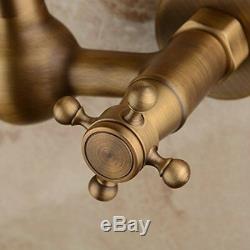 Hiendure Wall Mounted Solid Brass Kitchen Mixer Tap Inspired Bathroom Sink Tap