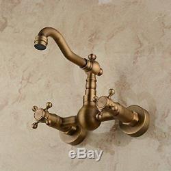 Hiendure Wall Mounted Solid Brass Kitchen Mixer Tap Inspired Bathroom Sink Tap