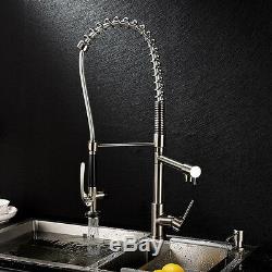 High Pressure Brushed Nickel Brass 28'' Hot and Cold Kitchen Sink Faucet Mixer