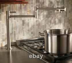 Home Brushed Nickel Cold Brass Deck Mounted Pot Filler Sink Tap Kitchen Faucet
