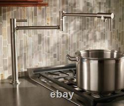 Home Brushed Nickel Cold Brass Deck Mounted Pot Filler Sink Tap Kitchen Faucet
