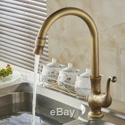 Home Kitchen Brass Swivel Spout Faucet Single Handle Vessel Sink Mixer Tap Tool