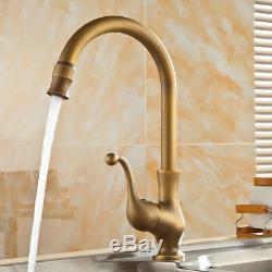 Home Kitchen Brass Swivel Spout Faucet Single Handle Vessel Sink Mixer Tap Tool