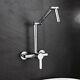 Hot& Cold Wall Mounted Mixer Water Kitchen Sink Faucet Folding Swivel Spout Tap