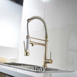 InArt Kitchen Sink Mixer Golden Finish Contemporary Kitchen Sink Pull Down Singl