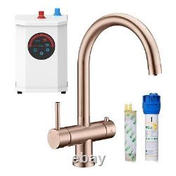 Instant Boiling Water 3 in 1 Tap Curved Tank & Filter Cold Hot Brushed Copper