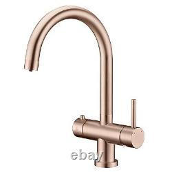 Instant Boiling Water 3 in 1 Tap Curved Tank & Filter Cold Hot Brushed Copper
