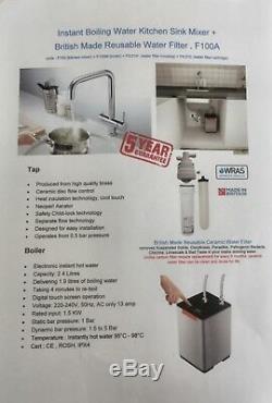 Instant Boiling Water Kitchen Sink Mixer Tap+British Made Reusable Water Filter