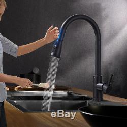 Intelligent Touch Kitchen Sink Faucet Pull Out Sprayer Mixer Tap Matt Black