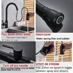 Intelligent Touch Kitchen Sink Faucet Pull Out Sprayer Mixer Tap Matt Black