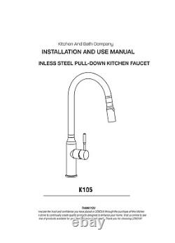 KBFmore Stainless Steel kitchen sink faucet with Cover Plate Single Handle Spray