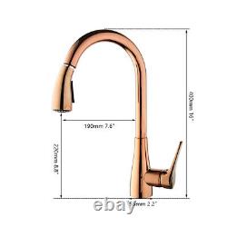 Kitchen Basin Sink Mixer Tap Rose Gold Single Handle/Hole Hand Pull out Faucet