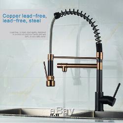 Kitchen Deck Mounted Sink Faucet Single Handle Pull Down Sprayer Brass Mixer Tap