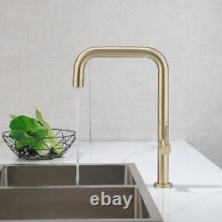 Kitchen Faucet Brushed Gold Modern Mixer Tap Brass Water Sink Taps Deck Mounted