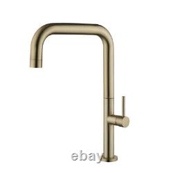 Kitchen Faucet Brushed Gold Modern Mixer Tap Brass Water Sink Taps Deck Mounted