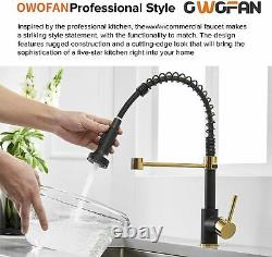 Kitchen Faucet Pull Down Sprayer Sink Swivel Spout Black&Gold Colors Mixer Tap