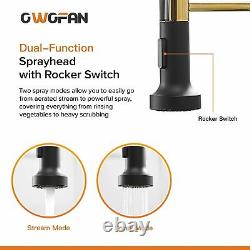 Kitchen Faucet Pull Down Sprayer Sink Swivel Spout Black&Gold Colors Mixer Tap