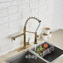 Kitchen Faucet Pull Down Sprayer Sink Swivel Spout Gold Colors Mixer Tap withcover