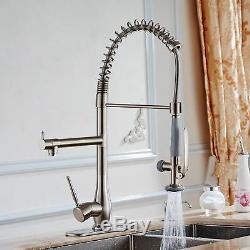 Kitchen Faucet Pull Down Swivel Sink Spray Mixer Tap Brushed Nickel with 10''Cover