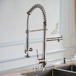 Kitchen Faucet Pull Down Swivel Sink Spray Mixer Tap Brushed Nickel with 10''Cover