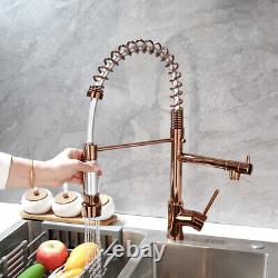 Kitchen Faucet Rose Gold Swivel&Pull Down Spout Deck Mount Brass Mixer Basin Tap