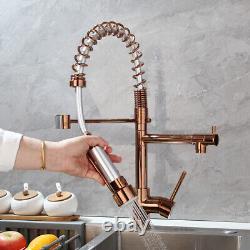 Kitchen Faucet Rose Gold Swivel&Pull Down Spout Deck Mount Brass Mixer Basin Tap