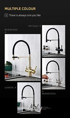Kitchen Faucet Sink Mixer 3Way Mount Pull Out Hose Dual Sprayer Nozzle Water Tap
