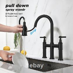 Kitchen Faucet Sink Pull Down Sprayer Swivel Spout Solid Brass with Cover