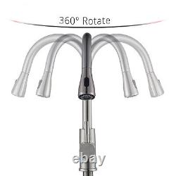 Kitchen Faucet Solid Brass Commercial Single Handle Brushed Pull Out Sprayer US