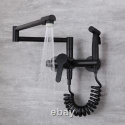 Kitchen Faucet Solid Brass Hot Cold Sink Mixer Taps With Spray Gun Wall Mounted