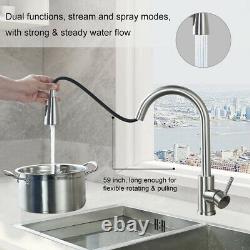Kitchen Faucet Solid Brass Sink Tap Single Handle Pull Down Sprayer Sweep NEW