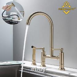 Kitchen Faucet Swivel Sink Spray Dual Handle Mixer Taps with High Pressure Sprayer