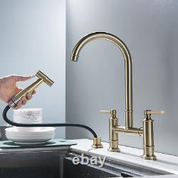 Kitchen Faucet Swivel Sink Spray Dual Handle Mixer Taps with High Pressure Sprayer