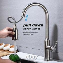 Kitchen Faucet with Pull Out Stream Spray 360° Rotating Nozzle Hot and Cold Mixer