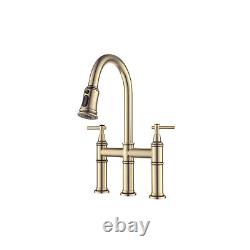 Kitchen Faucets Double-Handle Pull-Down Sprayer with Dual Function Sprayhead